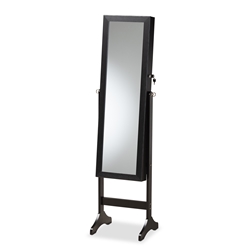 Baxton Studio Ryoko Modern and Contemporary Black Finished Wood Jewelry Armoire with Mirror